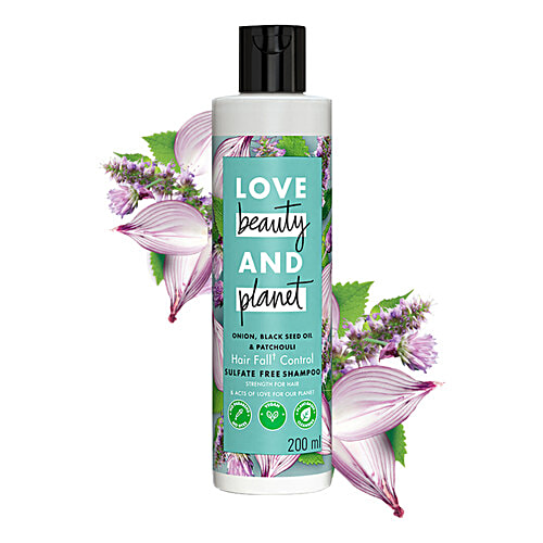 Love Beauty & Planet Onion, Black Seed & Patchouli Hair Fall Control Sulfate Free Shampoo, 200 ml  
