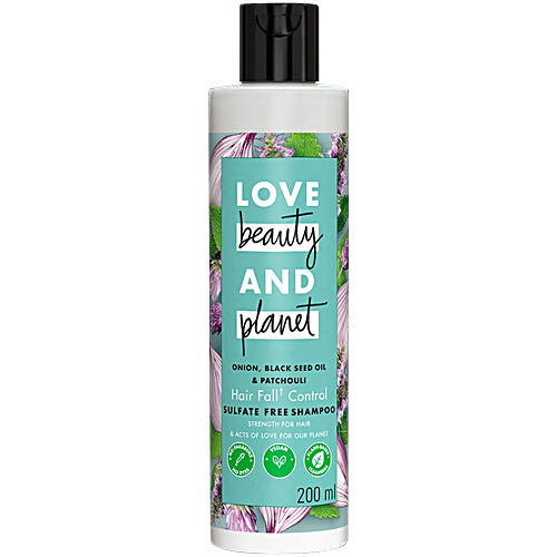 Love Beauty & Planet Onion, Black Seed & Patchouli Hair Fall Control Sulfate Free Shampoo, 200 ml  