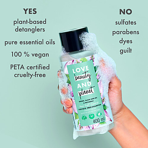 Love Beauty & Planet Onion, Black Seed & Patchouli Hair Fall Control Sulfate Free Shampoo, 200 ml  