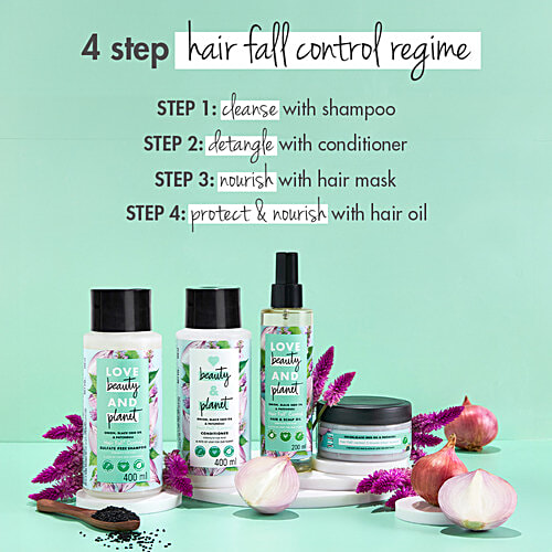 Love Beauty & Planet Onion, Black Seed & Patchouli Hair Fall Control Sulfate Free Shampoo, 200 ml  