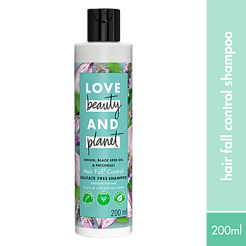 Love Beauty & Planet Onion, Black Seed & Patchouli Hair Fall Control Sulfate Free Shampoo, 200 ml  