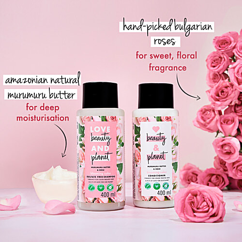 Love Beauty & Planet Blooming Colour Shampoo - Murumuru Butter & Rose, For Colour Treated Hair, 200 ml  