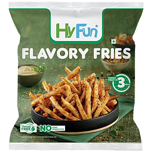 HyFun Flavory Fries - Rich In Protein & Fibre, Crispy, No Preservatives, Frozen Snack, 400 g  