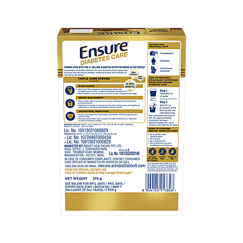 Ensure Diabetes Care Rich Chocolate Flavoured Nutrition Drink, 375 g  