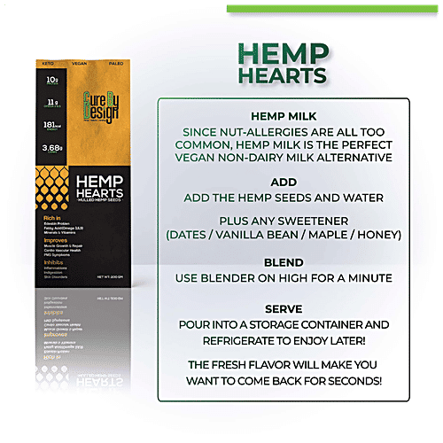 Cure by Design Hemp Hearts Hulled Seeds - Rich In Protein, Improves Muscle Growth & Repair, 200 g  Rich in Protein
 Improves Muscle Growth & Repair