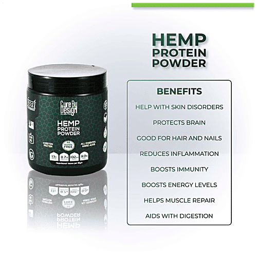 Cure by Design Hemp Protein Powder - All Essential Amino Acids, Good For Digestion, Gluten Free, 250 g