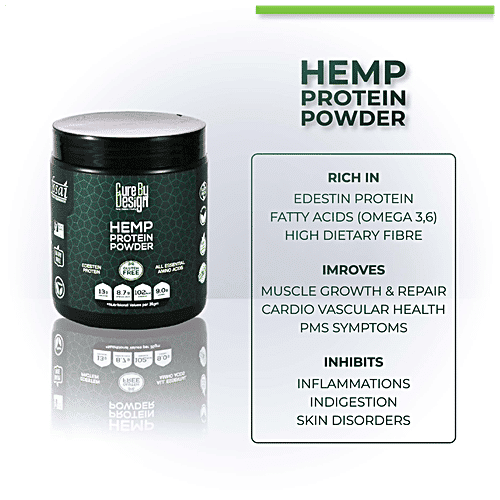Cure by Design Hemp Protein Powder - All Essential Amino Acids, Good For Digestion, Gluten Free, 250 g