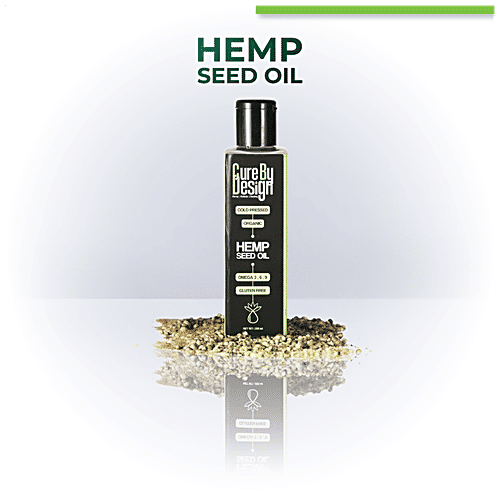 Cure by Design Hemp Seed Oil - Cold Pressed, Organic, Rich In Omega 3,6,9, Boosts Immunity,, 200 ml  