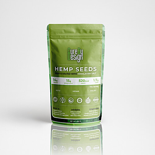 Cure by Design Hemp Seed Raw & Toasted With Himalayan Pink Salt - Rich In Omega Fatty Acids, Supports Cardiovascular Health, 250 g  Rich in Omega Fatty Acids
 Supports Cardiovascular Health
