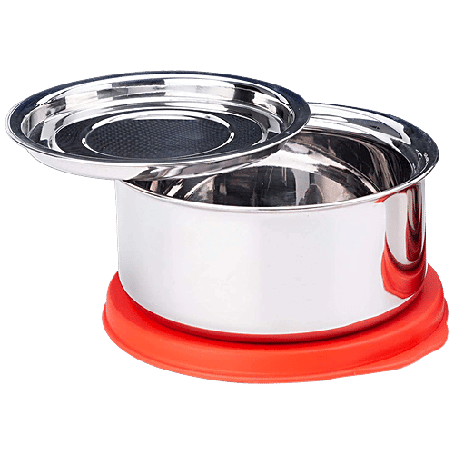 Signoraware Executive Double/Twin Wall Steel Container With Cover Plate - High Quality, Medium, Red, 260 ml  