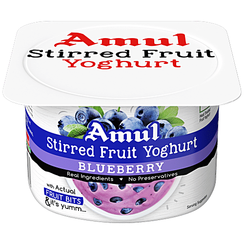 Amul Stirred Fruit Yoghurt - Blueberry, Rich, Smooth & Creamy Texture, No Preservatives, 100 g