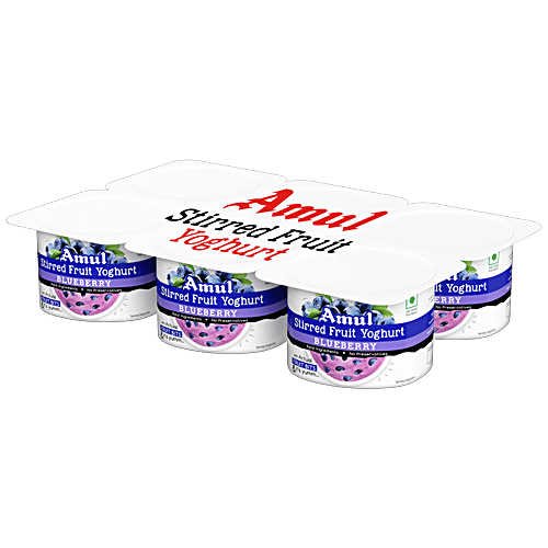Amul Stirred Fruit Yoghurt - Blueberry, Rich, Smooth & Creamy Texture, No Preservatives, 100 g