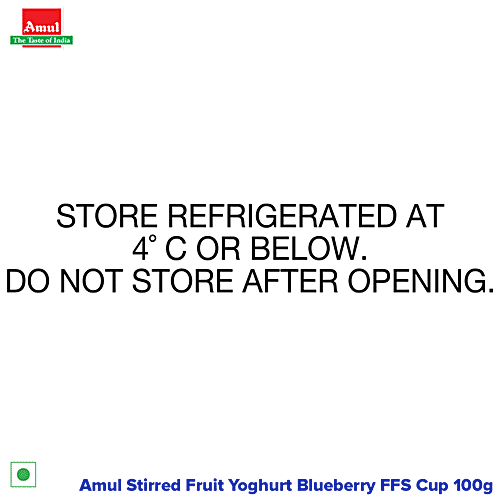 Amul Stirred Fruit Yoghurt - Blueberry, Rich, Smooth & Creamy Texture, No Preservatives, 100 g