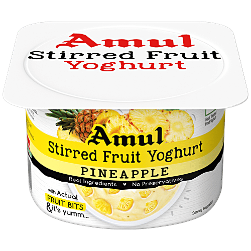 Amul Stirred Fruit Yoghurt - Pineapple, Rich, Smooth & Creamy Texture, No Preservatives, 100 g  