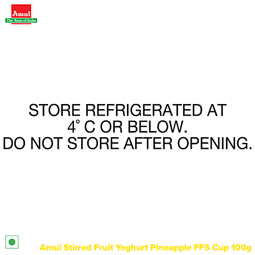 Amul Stirred Fruit Yoghurt - Pineapple, Rich, Smooth & Creamy Texture, No Preservatives, 100 g  