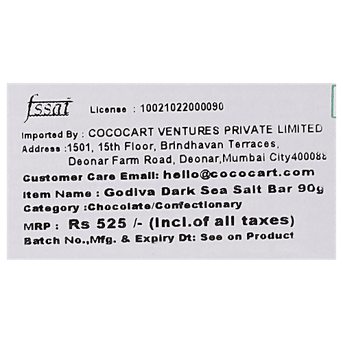 Buy Godiva Sea Salt Dark Chocolate Bar Rich Flavour, Superior Taste