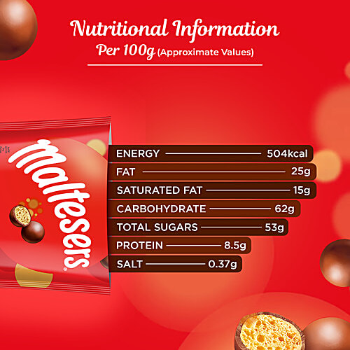 Maltesers Imported Chocolate Pack - Rich, Creamy & Sweet, 175 g Pouch Delicious Honeycomb Spheres
 Creamy Milk Chocolate