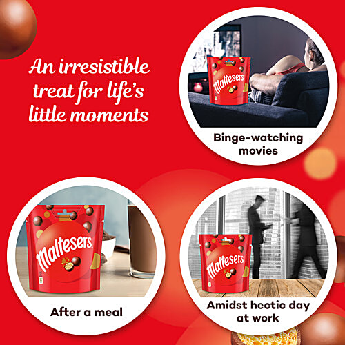 Maltesers Imported Chocolate Pack - Rich, Creamy & Sweet, 175 g Pouch Delicious Honeycomb Spheres
 Creamy Milk Chocolate