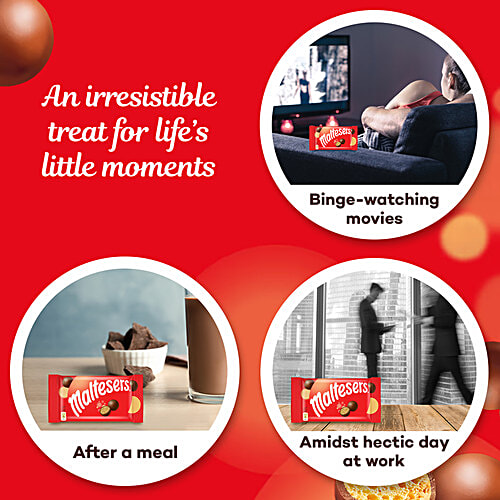 Maltesers Imported Chocolate Pack - Rich, Creamy & Sweet, 37 g Pouch Delicious Honeycomb Spheres
 Creamy Milk Chocolate