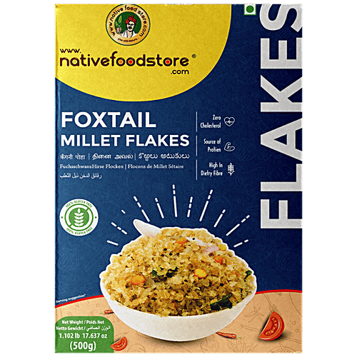 Nativefoodstore Thinai/Foxtail Millet Flakes - Rich In Protein & Fibre, No Cholesterol, Gluten Free, 500 g  