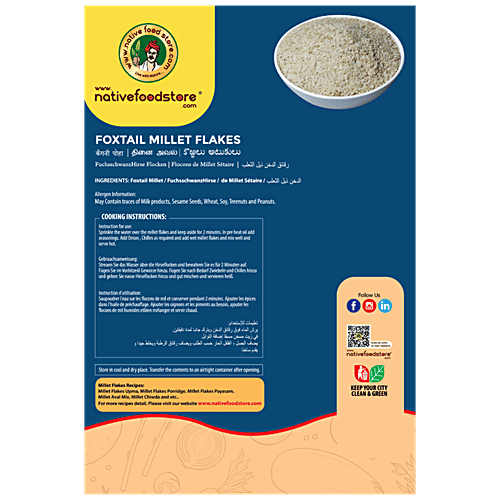 Nativefoodstore Thinai/Foxtail Millet Flakes - Rich In Protein & Fibre, No Cholesterol, Gluten Free, 500 g  