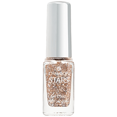 Chambor Star Gel Effect Nail Lacquer Duo - Red & Gold, Quick Drying, Long Lasting, 5 ml (Pack of 2)