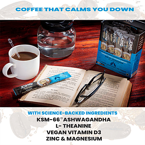 JOMO FOCUZFUELS 4 In 1 Nutricoffee Instant Coffee - Antistress+, Nutrient Enriched, Reduce Stress & Anxiety, 180 g (12 Sachets x 15 g Each) 