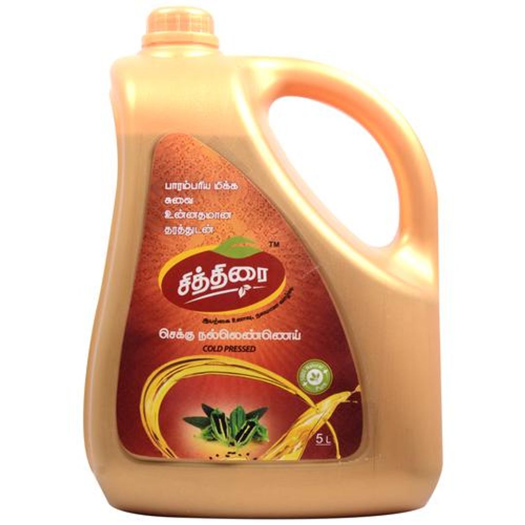 Chithirai Gingelly/Sesame/Til Oil - 100% Pure & Natural, Heart-Healthy, For Cooking, 5 L Can