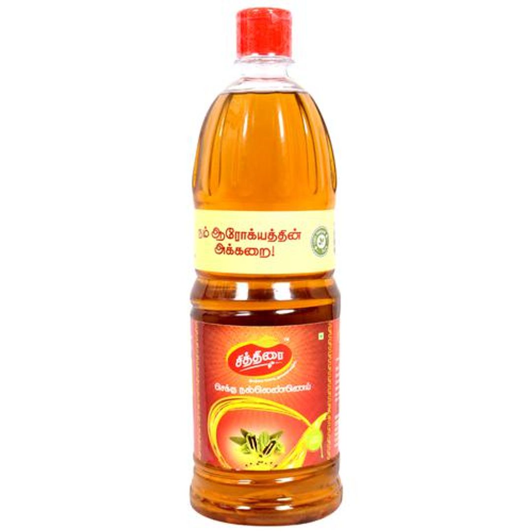 Chithirai Gingelly/Sesame/Til Oil - 100% Pure & Natural, Heart-Healthy, For Cooking, 1 L Bottle