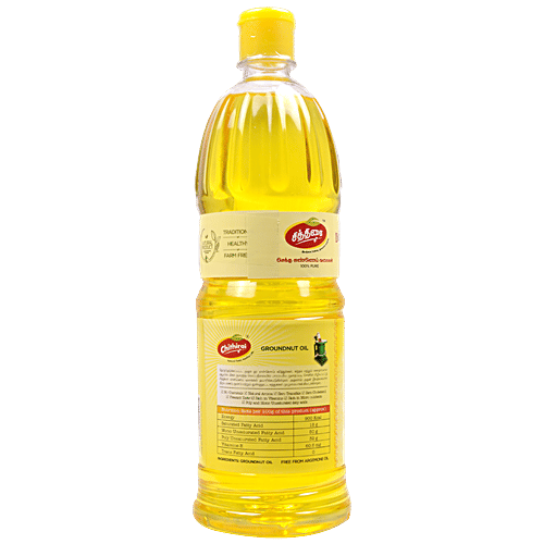 Chithirai Groundnut Oil - Pure & Natural, Healthy, For Deep Frying & Cooking, 1 L Bottle 
