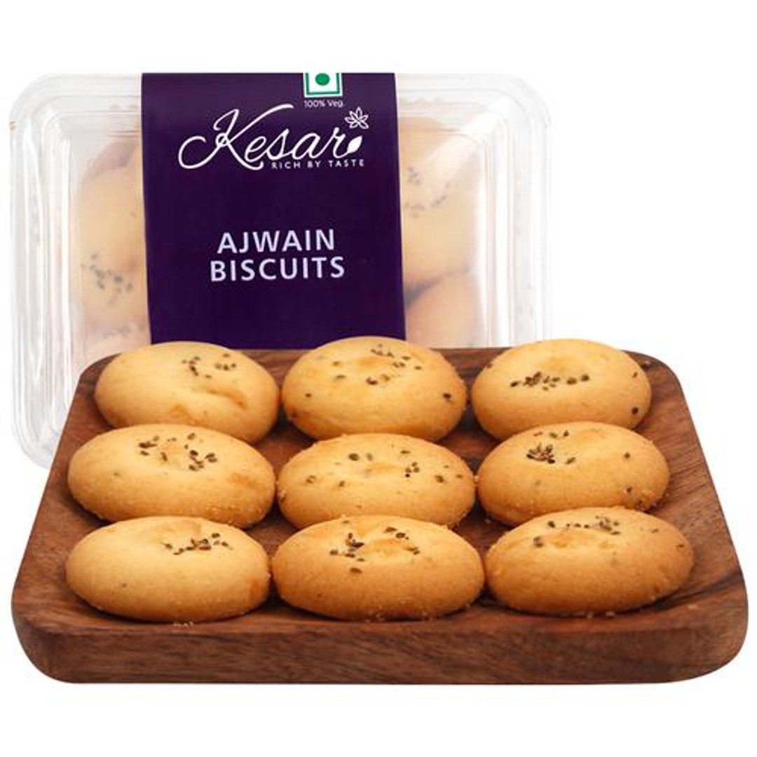 Buy Kesar Ajwain Biscuit Made With Finest Ingredients, Healthy Snack Online at Best Price of