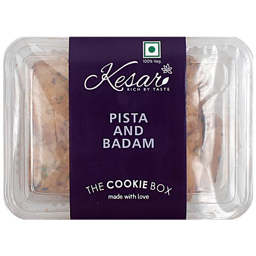 Kesar Pista & Badam Cookies - Made With Finest Ingredients, Healthy Snack, 250 g Box 