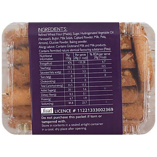 Kesar Pista & Badam Cookies - Made With Finest Ingredients, Healthy Snack, 250 g Box 