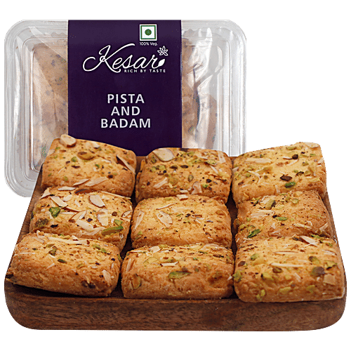 Kesar Pista & Badam Cookies - Made With Finest Ingredients, Healthy Snack, 250 g Box 