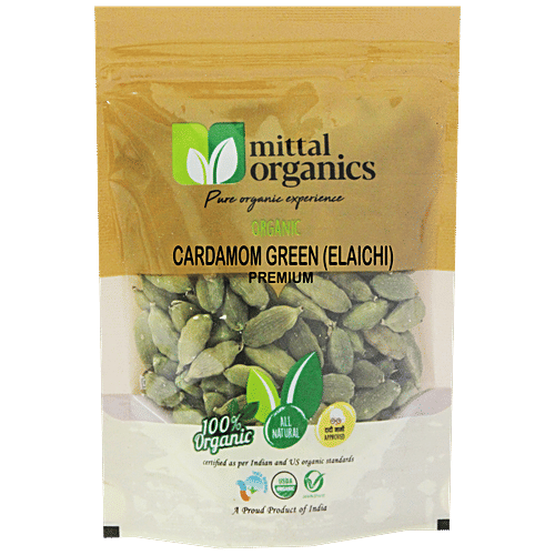 Mittal Organics Cardamom/Green Elaichi -  Premium, High Quality, Aromatic , For Cooking, Desserts Use, 50 g  