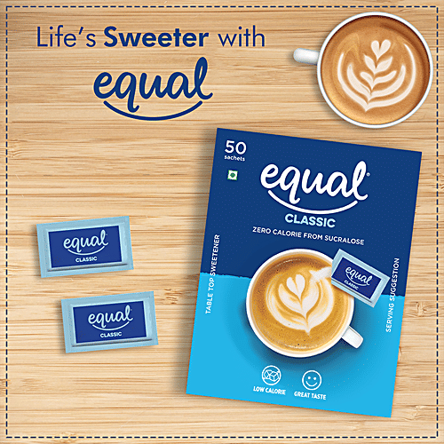 Equal Classic Zero Calorie Sweetener - Sugar Free, Calorie Control, Diabetic Friendly, 37.50 g (50 Sachet x 0.75 g each) 