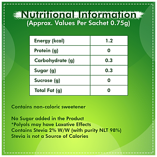 Equal Stevia Natural Sweetener - Sugar Free, Diabetic Friendly, 75 g (100 Sachet x 0.75 g each) 