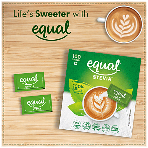 Equal Stevia Natural Sweetener - Sugar Free, Diabetic Friendly, 75 g (100 Sachet x 0.75 g each) 