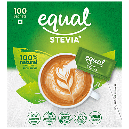 Equal Stevia Natural Sweetener - Sugar Free, Diabetic Friendly, 75 g (100 Sachet x 0.75 g each) 