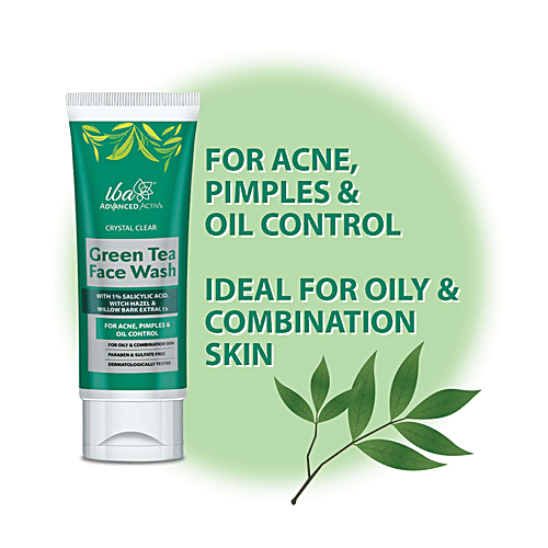 Iba Advanced Activs Face Wash - Crystal Clear Green Tea With Salicylic Acid, Acne Control, For Oily Skin, 100 ml  