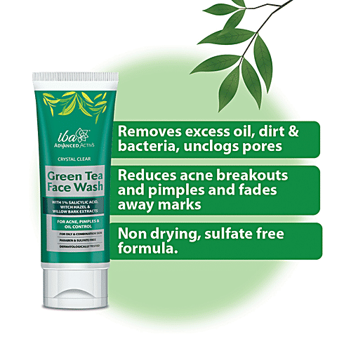 Iba Advanced Activs Face Wash - Crystal Clear Green Tea With Salicylic Acid, Acne Control, For Oily Skin, 100 ml  