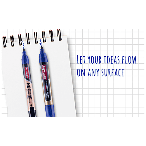 Buy Reynolds HD Permanent Marker Refillable, SmudgeProof, For All Surfaces, Blue Online at