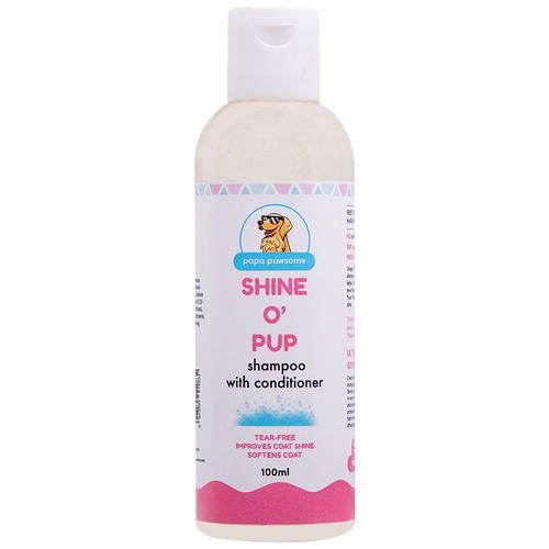 Papa Pawsome Shine O' Pup Tear-Free Shampoo With Conditioner - Imparts Sheen, Softens Coat, 100 ml  