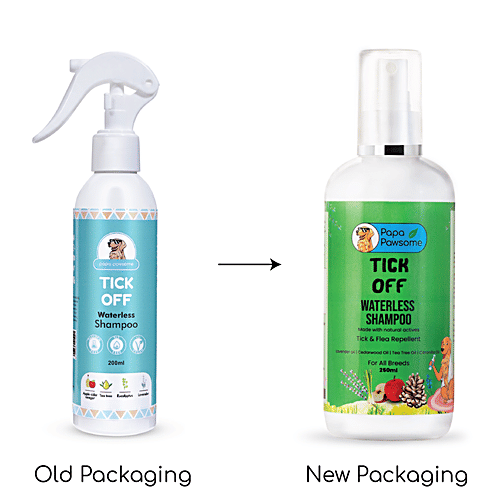 Papa Pawsome Tick Off Waterless Shampoo - Cruelty Free, Natural Formulation, Prevents Ticks & Fleas, For Dogs, 200 ml