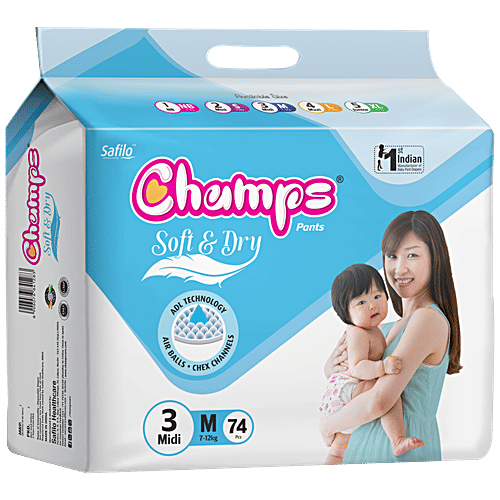 Champs Soft & Dry Baby Pants - Medium Size, 74 pcs