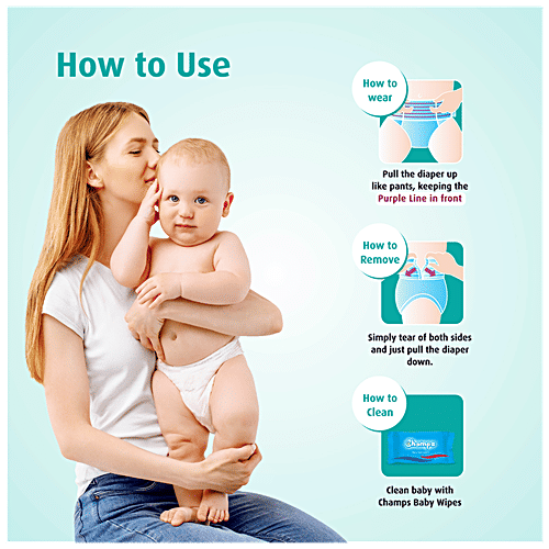 Champs Soft & Dry Baby Pants - Medium Size, 74 pcs