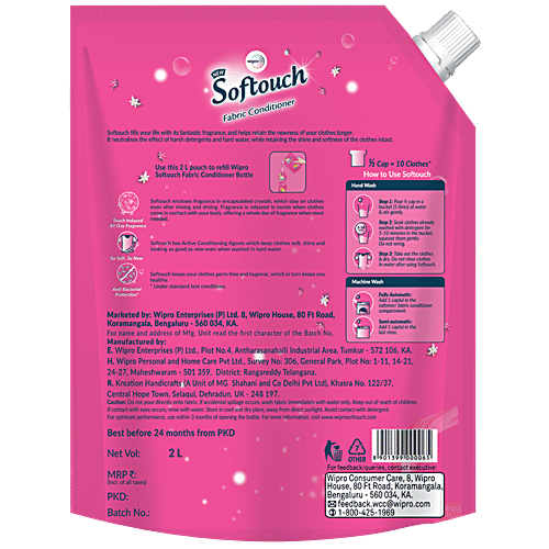Wipro Softouch After Wash Fabric Conditioner - Garden Bouquet, 2 L  With unbeatable fragrance & comfort