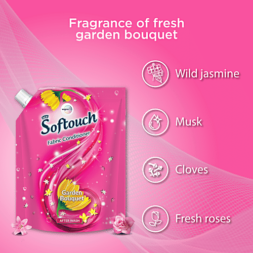Wipro Softouch After Wash Fabric Conditioner - Garden Bouquet, 2 L  With unbeatable fragrance & comfort