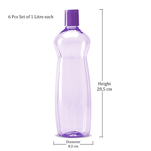 Milton Pacific 1000 Pet Water Bottles - Purple, 1 L (Set of 6)