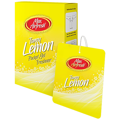 Max Airfresh Pocket Gel Freshener - Tangy Lemon, Long Lasting Fragrance, Removes Odours, 10 g (Pack of 6)